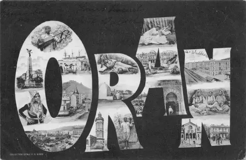 B201 Algerien Oran 1905 Große Briefe Ethnische Frauen Landschaften Vintage Postkarte