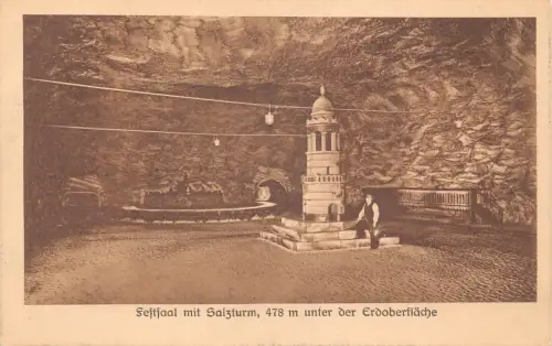 B197 Deutschland Festsaal mit Salzturm Turm unter Erdoberflaeche Vintage Postkarte