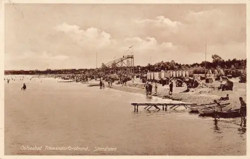 B198 Deutschland 1933 Ostseebad Timmendorferstrand Strandleben Strandboot Postkarte