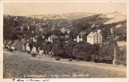 B197 Deutschland 1938 Cunnersdorf i Erzg und Buchholz RPPC Vintage Postkarte