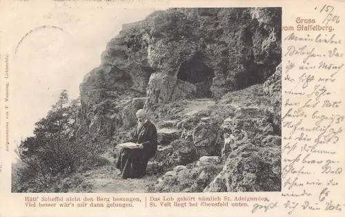 B198 Deutschland 1906 Gruss vom Staffelberg Mönch Gedicht Vintage Postkarte