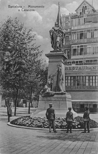 B195 Spanien Barcelona Monumento a Casanova Palace Hotel Restaurant Postkarte
