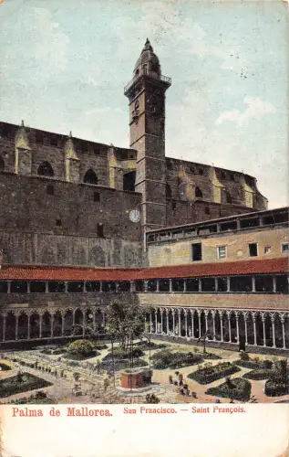 B195 Spanien 1911 Palma de Mallorca San Francisco Vintage Postkarte