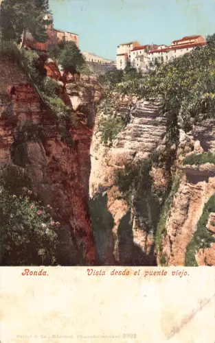 B195 Spanien Ronda Vista desde el puente viejo Vintage Postkarte