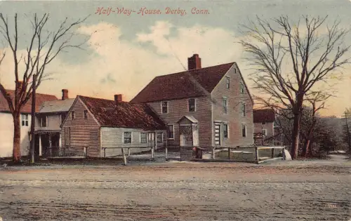 B186 US Connecticut 1909 Half Way House Derby Vintage Postkarte