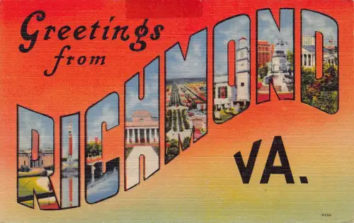 B185 US Greetings from Richmond Virginia Big Letters Postkarte