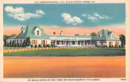 B185 US Little Creek Virginia Old Dominion Hotel Vintage Postkarte