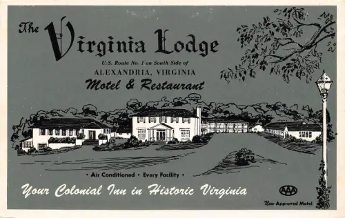 B185 US Virginia Lodge Inn Alexandria, Virginia Werbung Vintage Postkarte