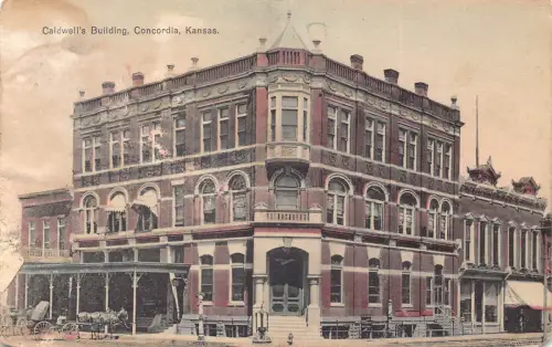B184 USA 1909 Caldwell's Building Concordia Kansas Vintage Postkarte