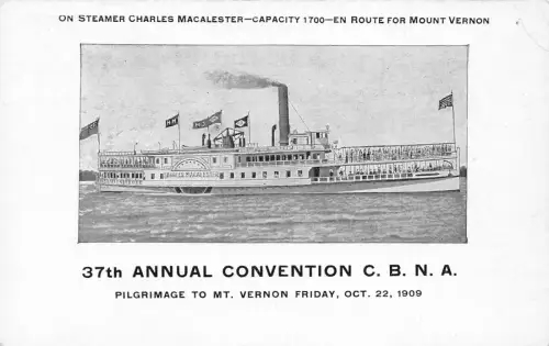 B200 US Dampfer Charles Macalester Steamboat 37th Annual Convention Postkarte