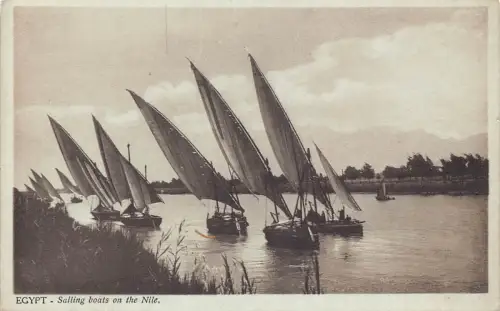 B204 Ägypten Segelboote auf dem Nil Vintage Postkarte
