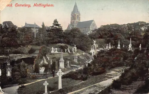 A919 England 1907 Nottingham Cemetery Vintage Postkarte