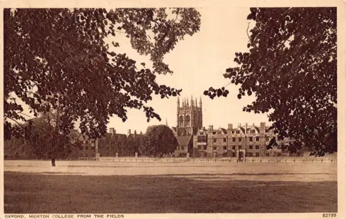 A920 England Oxford Merton College von den Feldern Vintage Postkarte
