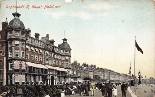 A921 England 1917 Esplanade und Royal Hotel Weymouth Postkarte