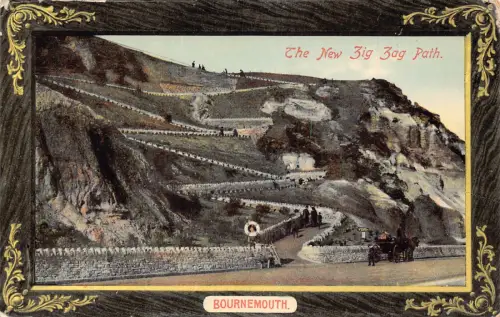A921 England 1912 New Zig Zag Path Bournemouth Passepartout Vintage Postkarte