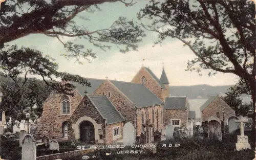 A919 England St Brelades Kirche Trikot Vintage Postkarte