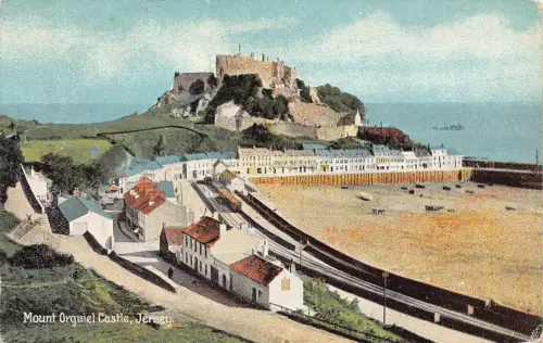 A919 England 1909 Mount Orguiel Castle Jersey Vintage Postkarte