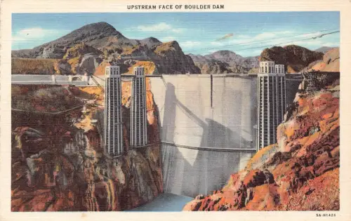 A922 US Upstream Face Boulder Dam Lower Grand Canyon Vintage Postkarte