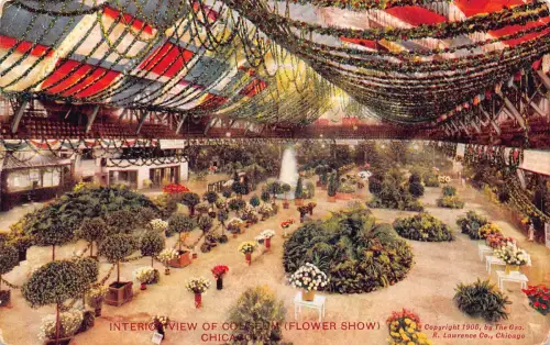 A922 US Innenansicht Coloseum Flower Show Chicago Vintage Postkarte