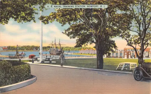 A922 US Rhode Island Naval Training Station Newport Vintage Postkarte