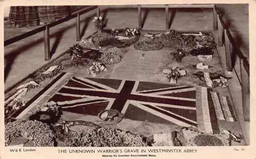 A921 England Unbekanntes Kriegergrab in Westminster Abbey RPPC Postkarte