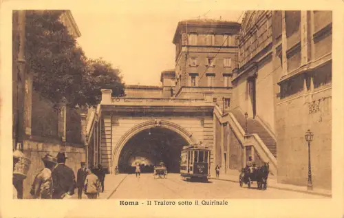 A923 Italien 1914 Rom Rom Il Traforo Sotto il Quirinale Straßenbahn Vintage Postkarte