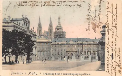 A924 Tschechien 1904 Pozdrav z Prahy Prag Kralovsky hrad palacem Palace Postkarte