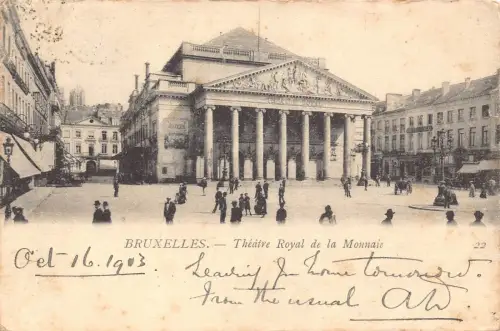 A924 Belgien 1903 Brüssel Theater Royal de Monnaie Vintage Postkarte