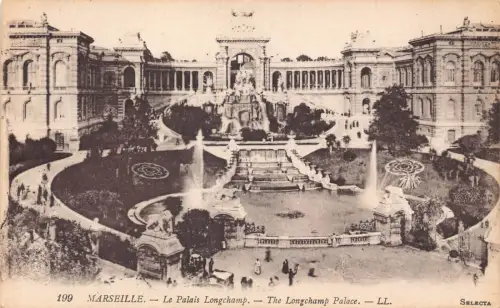 C022 Frankreich, Marseille Le Palais Longchamp Vintage Postkarte