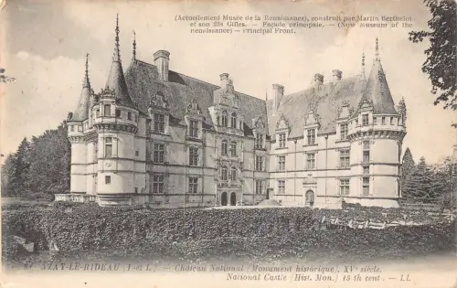C022 Frankreich, Azay Le Rideau National Castle Vintage Postkarte
