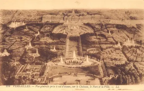 C023 Frankreich, Versailles vue generale, Le Chateau le Parc et la Ville Postkarte