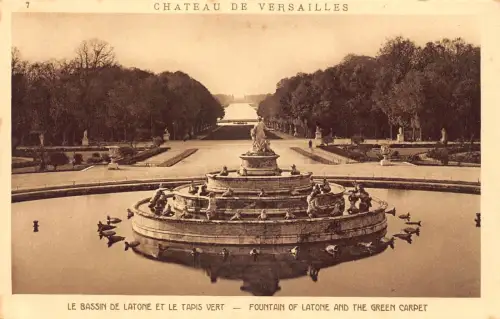 C023 Frankreich, Versailler Brunnen Latone und der grüne Cardet Vintage Postkarte
