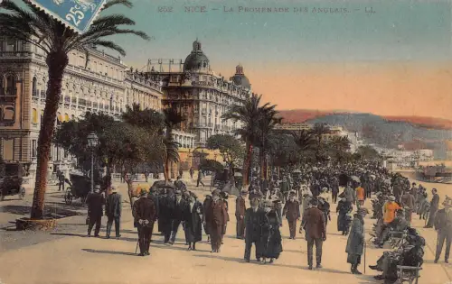 C022 Frankreich, Schöne La Promenade des Anglais Vintage Postkarte