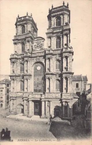 C024 Frankreich, Rennes La Cathedrale Vintage Postkarte