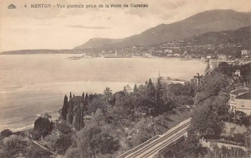 C024 Frankreich, Menton vue generale prise de la route Garavan Vintage Postkarte