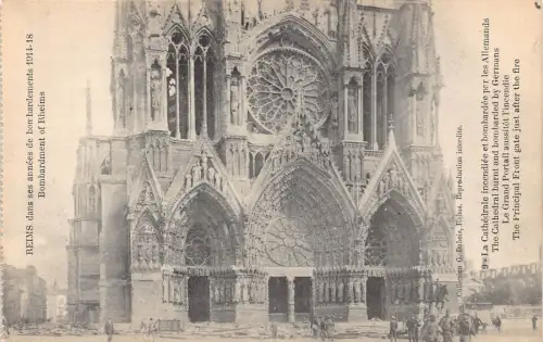 C024 Frankreich, Reims Die Bombardierung von Reims 1. Weltkrieg Postkarte