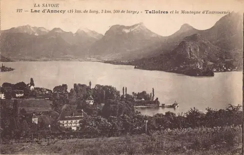 C024 Frankreich Lac d'Annecy Talloires et la Montagne d'Entrevernes Vintage Postkarte