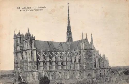 C024 Frankreich, Reims Cathedrale prise du Louvencourt Vintage Postkarte