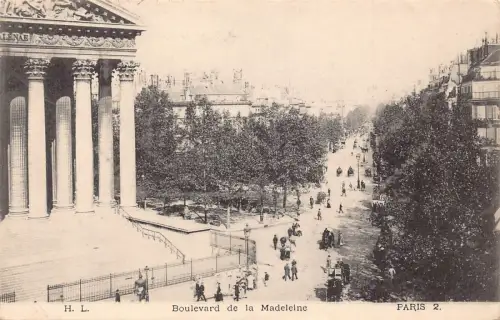 C025 Frankreich, Paris Boulevard de la Madeleine Vintage Postkarte