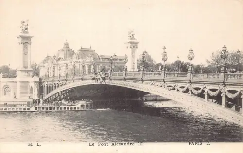 C025 Frankreich, Paris Le Pont Alexandre III Vintage Postkarte