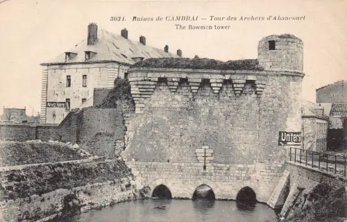 C025 Frankreich, Ruines de Cambrai Der Bogenschützenturm Vintage Postkarte