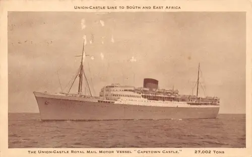 A926 Steamboat 1948 Union Castle Royal Mail Motor Vessel CapetownCastle Postkarte