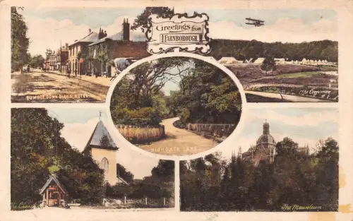 B214 England Grüße aus Farnborough Lane Flugzeug Mausoleum Hotel Postkarte