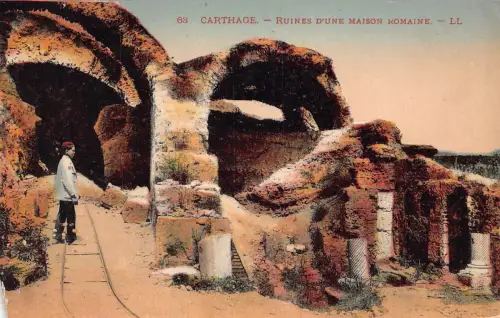 A928 Tunesien Karthago Ruines d'une Maison Romaine Römerhaus Vintage Postkarte