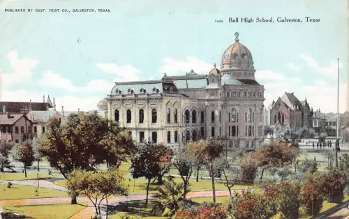 A928 US Texas 1908 Ball High School Galveston Vintage Postkarte