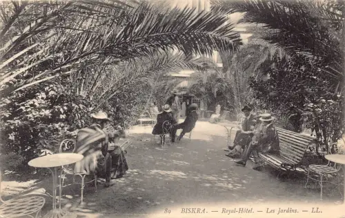 A928 Algerien Biskra Royal Hotel Les Jardins Garden Vintage Postkarte