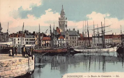 A927 Frankreich Dunkerque Bassin du Commerce Boote Vintage Postkarte