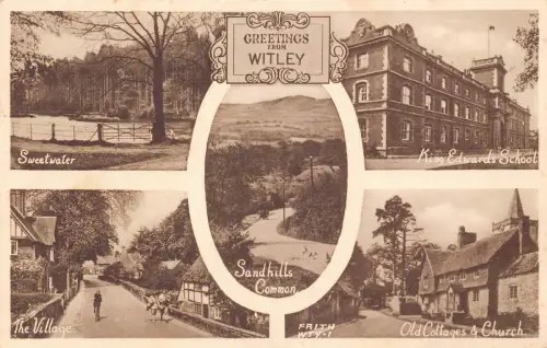 B214 England Grüße von Witley Old Cottages Sweetwater School 1965 Postkarte