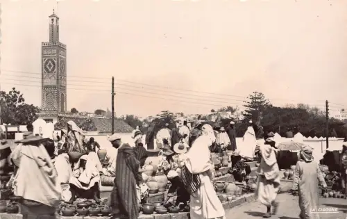 A929 Marokko Zanger Großer Socco Keramik Verkäufer Esel Ethno RPPC Postkarte