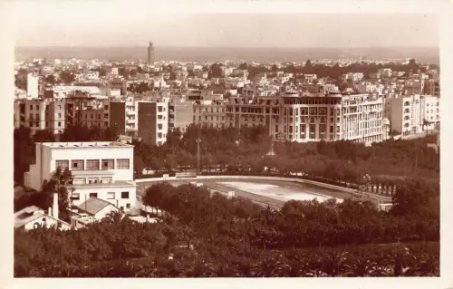 A928 Marokko Casablanca Gesamtansicht Stade Lyautey RPPC Postkarte